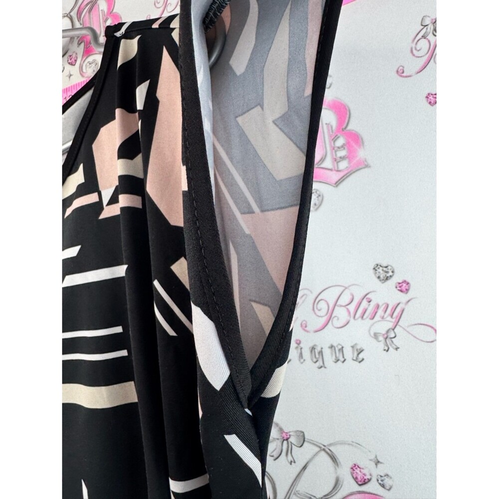 Hamilton tshirt tie up Black Geometric Short Sleeve Tie-Waist Top Blush & Cream - Picture 9 of 10